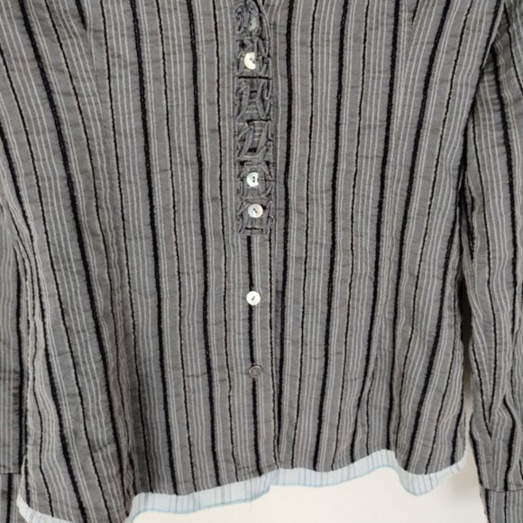 Elisa Cavaletti Blouse Womens Size M Gray Lagenlook Button Front Italy - Picture 8 of 10